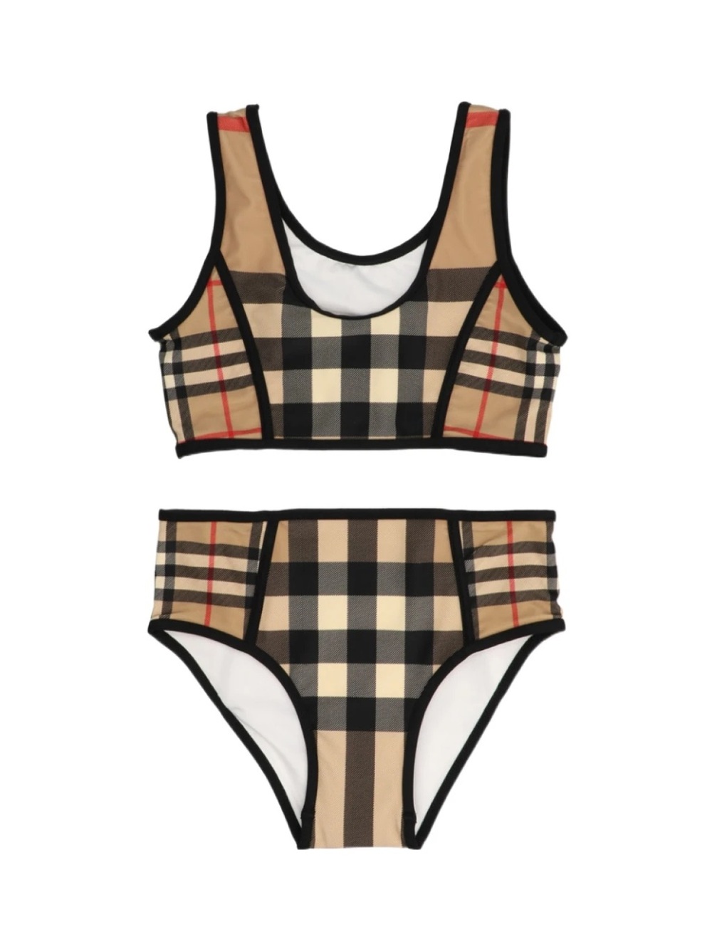 Burberry Beige Black Plaid Two-Piece Bikini Set